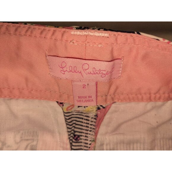 Lilly Pulitzer Callahan Patchwork Shorts Women's 2 Blue Pink Floral Multi 28004 - Picture 5 of 7